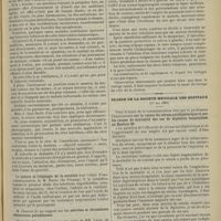 0561 - Page 563 - Séance de l'Académie de médecine. (14 mai 1901). M. Laborde : Intervention des sensations auditives, en particulier les sensations musicales, dans l'anesthésie opératoire / Etiologie de la scrofule : M. Hacks / M. Chauvet : Névrites et thromboses rétiniennes paludéennes / M. Raillet : Rhizomucor parasiticus / M. Suarez de Mendoza : Un cas de vertige nasal guéri par l'ablation bilatérale d'un copeau de la cloison épaissie / Séance de la Société médicale des hôpitaux. (17 mai 1901). Professeur Chantemesse : Valeur du sérum antidiphtérique et sur les causes de mortalité des cas de diphtérie hospitalisés au Bastion 29