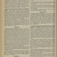 0678 - Page 680 - Revue de la presse. Chirurgie. Fracture du condyle interne du tibia décelée par la radiographie. (Montpellier méd., 1900, t. XI, p. 624) / Kyste para-ovarique contenant 23 litres de liquide albumineux. (Montpellier méd., 1900, t. X, p. 545) / Obstétrique. Un cas d'avortement gémellaire. (Soc. des sc. méd. de Montpellier, 24 février 1900; Montpellier méd., 1900, t. X; p. 305) / Psychiatrie. L'alitement en aliénation mentale. (Montpellier médical, 1900, t. XI, p. 449) / Thérapeutique. Nouveau procédé de détubation. (Soc. des sc. méd. de Lyon, 5 juin 1901) / Influence des applications directes des courants de haute fréquence sur l'élément atrophique dans des affections diverses. (Soc. des sc. méd. de Montpellier, Montpellier médical, 1900, t. XI, p. 25) / Effets du corset orthopédique dans la scoliose. (Zeitschrift für orthop. chirurgie, Bd. VIII, Hft. 2, C. R. in Centralbl. f. chir., 1901, n° 15, p. 403) / A propos de l'eau oxygénée
