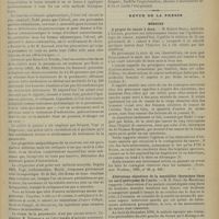 0879 - Page 881 - Le traitement de la pneumonie ; d'après M. H. Perreau / Revue de la presse. Médecine. A propos du cancer à deux. (Deuts, méd.. Wochens. , 1901, n° 26, p. 428) / Altérations objectives de la sensibilité thoracique dans un cas d'anévrysme de l'aorte