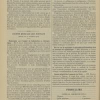 0018 - Page 8 - Sociétés savantes. Académie de médecine. (Séance du 2 janvier 1906) / Société médicale des hôpitaux. (Séance du 29 décembre 1905). Remarques sur l'emploi de l'adrénaline en thérapeutique. M. O. Josué / Sur un cas de septicémie à spirochète de Schaudinn chez un nouveau-né syphilitique. MM. Ménétrier et Ruben Duval / Cancer primitif de l'ampoule de Vater. MM. Maurice Letulle et Verliac / Formulaire. Contre la coqueluche (Beall)