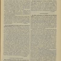 0031 - Page 21 - Analyses. Chirurgie. Fibro-lipome de l'estomac traité par la résection ; tétanie pendant la convalescence. (Hermann Fischer. Annals of surg...) [F. Gardner] / Un cas d'exstrophie de la vessie traité avec succès par la méthode de Peters. (Harry M. Sherman. Journ. of the Amer. med. Assoc...) [F. Gardner] / Anatomie pathologique. Note di istologia patologica sulla fibra muscolare striata nel morbo di Parkinson. (Salaris. Rivista di patol. nervosa e mentale...) [L. Alquier] / Atrophie lamellaire des cellules de Purkinje. (Thomas. Revue neurol...) [L. Alquier] / Thérapeutique. Des effets antitoxiques de l'iodipine dans les affections aiguës. (E. Potheau. Th. de Lyon...) [L. Gayard]
