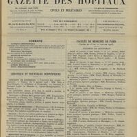 0035 - Page 25 - Sommaire / Chronique et nouvelles scientifiques. Concours de l'internat / Facultés de médecine / Marine / Guerre / Ministère de l'intérieur / Nouveau journal / Faculté de médecine de Paris. (Actes du 15 au 20 janvier 1906). Examens de doctorat
