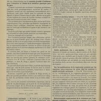 0042 - Page 32 - Sociétés savantes. Société de biologie. M. Maurice Hepp : Nouveau procédé d'isolement pour l'obtention et l'étude de la sécrétion gastrique pure du porc / (Séance du 6 janvier 1906). L'hématolyse anormale. M. Froin / Ictère et sécrétion biliaire. M. Émile Géraudel / Ascite opalescente due à une mucine. MM. F.-X. Gouraud et Corset, dans le service de M. Dieulafoy / Sur les modifications de la respiration produite par les injections intra-veineuses de soude chez les animaux à moelle cervicale sectionnée. M. Wertheimer / Ralentissement expérimental de la croissance par l'opothérapie orchitique, MM. Dor, Maisonnave et Monziols