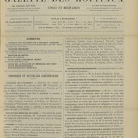 0047 - Page 37 - Sommaire / Chronique et nouvelles scientifiques. Concours de l'internat / Faculté de médecine de Paris / Guerre / Distinctions honorifiques / Contamination de nourrice / Tuberculose et désinfection / Hygiène infantile / Une exposition internationale à Anvers / Société végétarienne de France