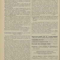 0068 - Page 58 - Livres nouveaux. Electrothérapie clinique, par Laquerrière et Delherm, avec préface du Professeur d'Arsonval. [L. Babonneix] / L'acide formique et la force musculaire, par le Docteur Clément... [A. Gaullieur l'Hardy] / Radioscopie, radiographie, radiothérapie, par L.-K. Régnier. [G. Legros] / La responsabilité. Etude de socio-biologie et de médecine légale, par le Docteur Morache... [L. Alquier]