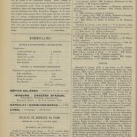 0080 - Page 70 - Hygiène sociale. Tuberculose et bicyclette / Formulaire. Contre l'hypertrophie amygdalienne / Contre la pharyngite granuleuse. (Bull. gén. de thérap.) / Faculté de médecine de Paris. (Actes du 22 au 27 janvier 1906). Examens de doctorat / Thèses