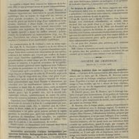 0115 - Page 105 - Sociétés savantes. Société médicale des hôpitaux. (Séance du 19 janvier 1906). Pseudo-rhumatisme syphilitique. MM. Griffon et Dehérain / Intoxication mercurielle d'origine thérapeutique par injections insolubles. Radiographie des nodosités. Ablation chirurgicale. Guérison. M. Sicard, à l'occasion de la communication de MM. Lenoir et Camus / Le formiate de quinine. M. Hirtz / Société de chirurgie. (Séance du 17 janvier 1906). Drainage lombaire dans les suppurations appendiculaires, par M. Villemin, M. Routier / Kystes hydatiques du foie. M. Quénu, dans la discussion sur le rapport de M. Delbet relatif à la communication de M. Marion