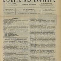 0119 - Page 109 - Sommaire / Chronique et nouvelles scientifiques. Concours de l'internat / Distinctions honorifiques / Prix de la Société de chirurgie / Congrès international laryngo-rhinologique / Hôpital Broca / Chemins de fer de Paris-Lyon-Méditerranée