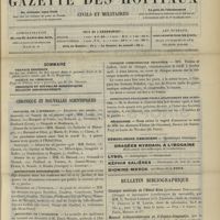 0143 - Page 133 - Sommaire / Chronique et nouvelles scientifiques. Concours de l'internat / Distinctions honorifiques / Ministère de l'intérieur / Clinique chirurgicale infantile / Association française pour l'avancement des sciences / Nécrologie / Bulletin bibliographique