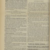 0212 - Page 202 - Sociétés savantes. Société de neurologie. (Séance du 1er février 1906). Étude des lésions cadavériques de l'écorce cérébrale de l'homme et du lapin par la méthode de Cajal à l'argent réduit. (Commun. fait le 7 déc. 1905). M. Gilbert Ballet / Société de l'internat des hôpitaux. (Séance du 25 janvier 1906). Traitement de la luxation congénitale de la hanche. M. Judet / Présentation d'instruments. M. Dartigues / Venins et envenimation. M. Calmette... / Notes de thérapeutique. Emploi du gonosan par la voie rectale dans la blennorragie ; par R. Müller...