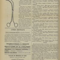 0224 - Page 214 - Instruments et appareils. Pince porte-instruments / Livres nouveaux. Précis de radiographie dentaire, par René Darmezin. [G. Legros] / Faculté de médecine de Paris. (Actes du 19 au 24 février 1906). Examens de doctorat / Thèses