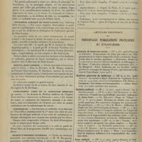 0276 - Page 266 - Chronique et nouvelles scientifiques. Statistique / Infirmerie spéciale de Saint-Lazare / Hôpital Saint-Antoine / Enseignement libre de la radiologie médicale / Conférences / Muséum d'histoire naturelle / Chemins de fer de Paris-Lyon-Méditerranée / Articles originaux des principales publications françaises et étrangères. Archives de médecine navale / Archives générales de médecine / Bulletin médical / Lyon médical. (Voir la suite, p. 274)