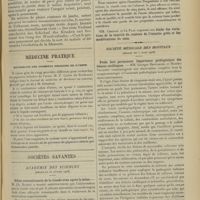 0327 - Page 317 - A propos des plaies contuses de la jambe ; par J. Toubert... / Médecine pratique. Recherche des pigments biliaires de l'urine / Sociétés savantes. Académie des sciences. (Séance du 26 février 1906). Effets reconstituants de la viande crue après le jeûne. M. Ch. Richet / Société médicale des hôpitaux. (Séance du 2 mars 1906). Pouls lent permanent. Importance pathogénique des lésions cardiaques. MM. Georges Brouardel et Maurice Villaret
