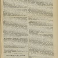 0365 - Page 355 - Sociétés savantes. Académie des sciences. (Séance du 5 mars 1906). Le haricot à acide cyanhydrique, par M. L. Guignard / De l'influence de la vieillesse sur la pression artérielle, par M. A. Moutier / Société médicale des hôpitaux. (Séance du 9 mars 1906). Les suites de l'oubli d'un chirurgien ! / Anémie pernicieuse traitée avec succès par la radiothérapie et les injections de sérum antitoxique. MM. Louis Rénon et Léon Tixier / Infections sanguines au cours des érythèmes infectieux : érythèmes streptococcique, entérococcique, tétragénique. MM. Sacquépée et Loiseleur