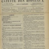 0395 - Page 385 - Sommaire / Chronique et nouvelles scientifiques. Hôpitaux de Paris / Concours de l'internat / Guerre / Marine / Thèse de M. Georges Clemenceau / XVIe Congrès des médecins aliénistes et neurologistes de France et des pays de langue française