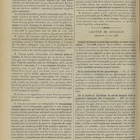 0402 - Page 392 - Sociétés savantes. Société de chirurgie. (Séance du 14 mars 1906). M. Quénu : Plaie du coeur / M. Tuffier : Énorme kyste de l'ovaire / M. Nélation : Traumatisme vertébral / M. Poncet : Botryomycose humaine / M. Demoulin : Radiographies de fractures de cuisse / Société de biologie. (Séance du 17 mars 1906). Origine du mucus trouvé dans les fèces au cours des entérites. MM. Jean-Ch. Roux et Riva / De la constitution du suc pancréatique. M. H. Iscovesco / Sur la teneur en bilirubine du sérum sanguin dans la congestion hépatique liée à l'asystolie. MM. Gilbert et Herscher