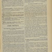 0403 - Page 393 - Sociétés savantes. Société de biologie. (Séance du 17 mars 1906). Sur la teneur en bilirubine du sérum sanguin dans la congestion hépatique liée à l'asystolie. MM. Gilbert et Herscher / Parallélisme de l'évolution des formes morphologiques du bacille d'Eberth et de ses caractères biologiques. MM. Rajet et Péhu / Fermentation du yoghourt. M. Guerbet / Livres nouveaux. Traité élémentaire de Clinique thérapeutique, par Gaston Lyon. [L. Gayard] / Les accidents du travail, par Vibert. [Courtois-Suffit] / La femme criminelle, par Camille Granier... [A. Gaullieur l'Hardy]