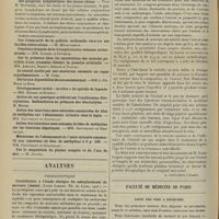 0438 - Page 428 - Sociétés savantes. Société de biologie. (Séance du 24 mars 1906). Action du suc gastrique sur le suc pancréatique. M. Iscovesco / Des ganglions lymphatiques des jeunes chiens. M. Retterer / Analyses. Thérapeutique. Contribution à l'étude clinique du salicylarsinate de mercure. (énésol). (Louis Loquin. Th. de Lyon). [A. Gaullieur l'Hardy] / Faculté de médecine de Paris. Liste des prix à décerner