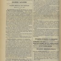 0608 - Page 598 - Médecine pratique. La levure de bière contre les vomissements / Sociétés savantes. Société médicale des hôpitaux. (Séance du 27 avril 1906). Les hémorragies latentes du tube digestif. La réaction de Weber et sa valeur séméiologique. MM. Albert Mathieu et J.-Ch. Roux / Gangrène pulmonaire consécutive à la submersion. M. A. Bergé / Un cas de trypanosomiase chez un blanc. M. L. Nattan-Larrier / Rétentions chlorurées dans la néphrite interstitielle. MM. P. Bergouignan et Noël Fiessinger / Bulletin bibliographique