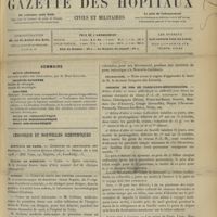 0623 - Page 613 - Sommaire / Chronique et nouvelles scientifiques. Hôpitaux de Paris / Écoles de médecine / Guerre / Distinctions honorifiques / Nécrologie / Chemins de fer de Paris-Lyon-Méditerranée