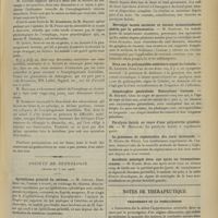 0631 - Page 621 - Sociétés savantes. Société de chirurgie. (Séance du 2 mai 1906). Oesophagotomie externe pour corps étranger. M. Richelot / Société de neurologie. (Séance du 3 mai 1906). Epithélioma primitif du cerveau. M. Cestan / Lésions cellulaires produites par le sérum névrotoxique. M. A.-Delille / Hémispasme facial momentanément guéri par la méthode de Schlösser. MM. Levi et Baudoin / Névralgie faciale ancienne et intense momentanément guérie par la galvanisation. M. Babinski / Deux cas de poliomyélite antérieure aiguë de l'adulte. M. Lejonne / Amyotrophie généralisée. Résorptions osseuses. M. Brumpt / Paralysie faciale au cours d'une polynévrite généralisée. M. Mirallié / Le processus de régénération des nerfs sectionnés. M. Médéa... / Accidents méningés deux ans après un traumatisme crautien. M. Egger / Notes de thérapeutique. Traitement de la présclérose