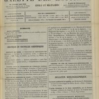 0695 - Page 685 - Sommaire / Chronique et nouvelles scientifiques. Hôpitaux de Paris / Congrès pour la répression de l'exercice illégal de la médecine / Faculté de médecine de Paris / Chemins de fer de Paris-Lyon-Méditerranée / Bulletin bibliographique
