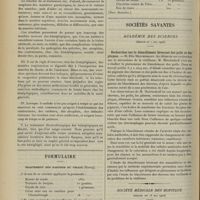 0712 - Page 702 - XVe Congrès international de médecine. (Lisbonne, Avril 1906). Comment faut-il traiter les hémiplégiques ? Par M. le Docteur Maurice Faure... / Formulaire. Traitement des dartres du visage (Brocq). (Nouv. Remèdes) / Sociétés savantes. Académie des sciences. (Séance du 7 mai 1906). Recherches sur le blanchiment hivernal des poils et des plumes. M. Elie Metchnikoff / Société médicale des hôpitaux. (Séance du 18 mai 1906). Traitement de la dysenterie par le kho-sam. MM. Mathieu et Lemoine