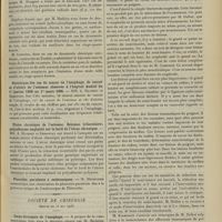 0713 - Page 703 - Sociétés savantes. Société médicale des hôpitaux. (Séance du 18 mai 1906). Traitement de la dysenterie par le kho-sam. MM. Mathieu et Lemoine / Statistique des cas de cancer de l'oesophage, de cancer et d'ulcère de l'estomac observés à l'Hôpital Andral du 1er janvier 1900 au 1er mars 1906. MM. A. Mathieu et Debrovici / Ulcère chronique de l'estomac. Estomac triloculaire ; polyadénome implanté sur le bord de l'ulcus chronique. MM. A. Mathieu et Debrovici / Pleurésie purulente à entérocoques. M. Ménétrier / Société de chirurgie. (Séance du 16 mai 1906). Corps étrangers de l'oesophage. Communication par M. Richelot, M. Mauclaire / Traumatisme du poignet. M. Delbet, à l'occasion du travail de M. Couteaud