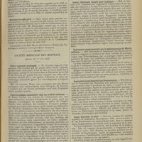 0775 - Page 765 - Sociétés savantes. Académie de médecine. (Séance du 5 juin 1906). Tuberculose / Révision du code civil. M. Lacassagne... / Société médicale des hôpitaux. (Séance du 1er juin 1906). Fièvre typhoïde prolongée. M. Claisse / Ophtalmoplégie transitoire chez un artério-scléreux. M. Henri Claude / Société de biologie. (Séance du 2 juin 1906). Ictère chronique simple post-typhique. MM. A. Gilbert et P. Lereboullet / Septicémie expérimentale par le méningocoque de Weich-Selbaum. MM. Bruckner et Cristéanu... / Septicémie expérimentale par le gonocoque. MM. Bruckner et Cristéanu... / Corps thyroïde et faim. MM. Léopold-Levi et H. de Rothschild