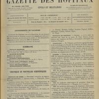 0803 - Page 793 - Abonnements de vacances / Sommaire / Chronique et nouvelles scientifiques. Hôpitaux de Paris / Hôpitaux de Province / Nomination / Guerre / École de Lyon. (Voir la suite des nouvelles, p. 801)