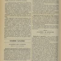 0882 - Page 872 - Les anévrismes des gros vaisseaux. Étiologie et pathogénie. Leur traitement par le sérum gélatiné ; par le Docteur Lancereaux... / Sociétés savantes. Académie des sciences. (Séance du 18 juin 1906 [suite]). Production expérimentale de variétés transmissibles du bacille de la tuberculose et de vaccins antituberculeux, par M. S. Arloing / Influence de l'ovaire sur la nutrition. Synergie thyro-ovarienne, par MM. Charrin et Jardry / Influence du chocolat et du café sur l'acide urique, par M. René Fauvel / Académie de médecine. (Séance du 26 juin 1906). Typhlocolite et appendicite. M. Dieulafoy à M. Reclus