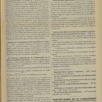 0907 - Page 897 - Sociétés savantes. Société de biologie. (Séance du 30 juin 1906). Contribution à l'étude du pouvoir glycolytique du sang. MM. Lesné et Dreyfus / Influence de l'omentopexie sur la disparition de l'opsiurie. MM. A. Gilbert et Maurice Villaret / De l'influence prépondérante de l'alimentation sur le point de congélation des urines / Action de la gastro-cytolysine. MM. G. Lion et Henri Français / Trajet des nerfs extrinsèques de la vésicule biliaire. M. Laignel-Lavastine / Réaction des cellules nerveuses de la moelle et neuronophagie dans la rage expérimentale du lapin. MM. Laignel-Lavastine et Roger Voisin