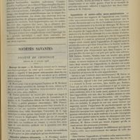 1027 - Page 1017 - Revue générale. Causes et signes des névralgies faciales ; par le Docteur Fernand Lévy... III. Symptômes / Sociétés savantes. Société de chirurgie. (Séance du 25 juillet 1906). Massage du coeur. M. Rochard / Péricolite adhésive sténosante. M. Potherat, une observation adressée par M. Delangle... / Appendicite et entéro-colite muco-membraneuse