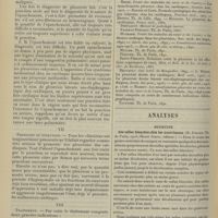 1060 - Page 1050 - Revue générale. Les pleurésies dans les maladies du coeur ; par MM. Ch. Roubier et Thévenet... VI. Diagnostic / VII. Pronostic et évolution / VIII. Traitement / Analyses. Médecine. Des selles blanches chez les nourrissons. (R. Juillet. Th. de Paris...)