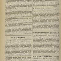 1100 - Page 1090 - Analyses. Gynécologie. Des complications inflammatoires aiguës bénignes des ligaments larges dans les suites de couches pathologiques. (Henri Guilbert. Th. de Paris, 1906...) / Livres nouveaux. Guide du médecin de réserve, par Ed. Laval. [C. Dopter] / Du rôle de la syphilis dans les maladies de l'encéphale, par M. Marchand. [P. Ravaut] / Les gastro-entérites des nourrissons, étude clinique, par A. Lesage... [L. Gayard]