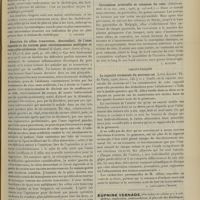 1399 - Page 1389 - Analyses. Chirurgie. De la cholédocotomie. (Guillaume-Louis. Th. de Paris...) [L. Gayard] / Résection du côlon transverse, descendant, de l'anse sigmoïde et du rectum pour rétrécissements multiples et recto-colite ulcéreuse. (Samuel G. Gant. Amer. Journ. of surg...) [F. Gardner) / Calcification des vésicules séminales et des canaux déférents. (S. George. Journ. Amer med. assoc...) [F. Gardner] / Anatomie. Circulation artérielle et veineuse du rein. (Grégori. Bull. de la Soc. anat...) [L. Alquier] / Obstétrique. La capacité stomacale du nouveau-né. (Léon Alliot. Th. de Paris...) [A. Gaullieur l'Hardy]