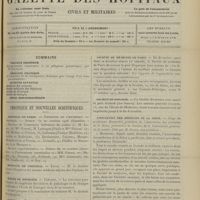 1451 - Page 1441 - Sommaire / Chronique et nouvelles scientifiques. Hôpitaux de Paris / Hôpitaux de Province / Écoles de médecine / Guerre / Société de médecine de Paris / Société de biologie / Association des médecins de la Seine