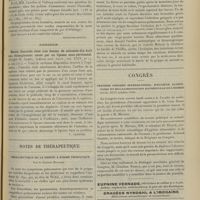1471 - Page 1461 - Analyses. Médecine légale. Relation de 7 cas simultanés d'intoxication par le gaz d'éclairage. (MM. Cavalier et Visbecq. Ann. d'hyg. publ. et de méd. lég...) [Courtois-Suffit] / Chirurgie. Hernie fémorale chez une femme de soixante-dix-huit ans ; étranglement causé par un lipome sous-péritonéal. (Dwight M. Green, Indiana med. Journ...) [F. Gardner] / Notes de thérapeutique. Thérapeutique de la grippe à forme thoracique ; par le Docteur Massoul / Congrès. Premier Congrès international d'hygiène alimentaire et de l'alimentation rationnelle de l'homme (Paris, 22-27 octobre 1906)