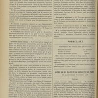 1484 - Page 1474 - Sociétés savantes. Société de chirurgie (séance du 24 octobre 1906). Tuberculose caecale. M. Hartmann / Grossesse extra-utérine. M. Faure, sur quatre cas de grossesse extra-utérine observés par M. Lapeyre... / Kyste hydatique ouvert dans les voies biliaires. M. Terrier / Sarcome du sciatique. M. Walther, un sarcome du nerf sciatique qui a été opéré une première fois par M. Potherat / Formulaire. Traitement du coryza aigu (Weitlauer). (Nouv. Rem.) / Actes de la Faculté de médecine de Paris. Du 29 octobre au 3 novembre 1906. Thèses