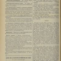 1548 - Page 1538 - Chronique et nouvelles scientifiques. Écoles de médecine / Guerre / Distinctions honorifiques / Inspection des écoles de Paris / Les protestations contre le certificat d'études médicales supérieures / La médaille du Professeur Gilbert / Nécrologie / Hôpital Laennec / Actes de la Faculté de médecine de Paris. Du 19 au 24 novembre 1906. Examens de doctorat / Thèses