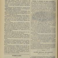 1552 - Page 1542 - Myxo-lipome de la fesse ; par M. Veyrassat... / Formulaire. Injections hypodermiques contre la constipation. (Bull. gén. de thérap.) / Sociétés savantes. Académie des sciences. (Séance du 5 novembre 1906). Cytologie et pathogénie des kystes spermatiques. M. J. Sabrazès / Société médicale des hôpitaux. (Séance du 9 novembre 1906). M. Gandy : La possibilité et la fréquence de la contagion hospitalière de la fièvre typhoïde