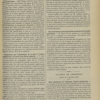 1553 - Page 1543 - Sociétés savantes. Société médicale des hôpitaux. (Séance du 9 novembre 1906). M. Gandy : La possibilité et la fréquence de la contagion hospitalière de la fièvre typhoïde / Sur le début de la fièvre typhoïde dans deux cas de contagion hospitalière. MM. Widal et Digne / Transmission, par l'allaitement, de la mère à l'enfant, d'agglutinines, au cours d'une fièvre typhoïde. V. Griffon et P. Abrami / La fièvre typhoïde chez les rhumatisants. M. L. Galliard / Une intervention chirurgicale dans certains cas d'atrophie musculaire. M. Pierre Duval / Société de chirurgie. (Séance du 7 novembre 1906). Plaie pénétrante de l'abdomen. Suture abdominale. A l'occasion de la communication faite par M. Ricard, M. Potherat