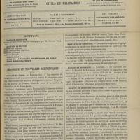 1583 - Page 1573 - Sommaire / Chronique et nouvelles scientifiques. Hôpitaux de Paris / Facultés de médecine / Écoles de médecine / Société de médecine militaire