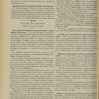 1662 - Page 1652 - Sociétés savantes. Société de chirurgie. (Séance du 28 novembre 1906). Traitement préparatoire pour la staphylorraphie ou l'uranoplastie. M. Sébileau / Lithiase biliaire. M. Thiéry / Sphacèle musculaire consécutif à la ligature des vaisseaux. M. Guinard / Société de biologie. (Séance du 1er décembre 1906). Sur le bacille de Ruediger faussement dénommé « bacille pseudo-diphtérique » / A propos de la pancréatectomie expérimentale chez le chien. MM. Lesné et Dreyfus / Dépenses en albuminoïdes pendant la grossesse chez le cobaye. Le Docteur Mourel / Etude sur les constituants colloïdes du sang. Le pigment du sérum. M. Iscovesco
