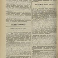 1696 - Page 1686 - Quelques notes pratiques sur l'anesthésie par mon appareil ; par A. Ricard... / Sociétés savantes. Académie des sciences. (Séance du 3 décembre 1906). L'anthracose pulmonaire physiologique d'origine intestinale. MM. Calmette, Vansteenberghe et Grysez, travaux publiés par M. Calmette / Trypanosomiase. M. Laveran / Société médicale des hôpitaux. (Séance du 7 décembre 1906). Syndrome radiculaire du membre supérieur d'origine pottique. L. Lortat-Jacob et Laignel Lavastine / Syndrome de Brown-Séquard par lésion de la moelle cervicale. M. Ferrand / Sur un syndrome d'hyposystolie hépatique chez les tuberculeux pulmonaires. M. Léon Pouliot...