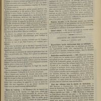 1723 - Page 1713 - Sociétés savantes. Société de chirurgie. (Séance du 12 décembre 1906). Fractures bimalléolaires. M. Walther / Kystes de l'utérus. M. Potherat, sur une observation de M. Auvray / Rétrécissement du rectum. M. Sieur / Tumeur du sein. M. Walther / Calcul vésical. M. Lejars / Société de neurologie. (Séance du 6 décembre 1906). Hypoesthésie tactile douloureuse chez un tabétique. M. Lortat-Jacob / Radiculite sensitivo-motrice. MM. Déjerine et Camus / Etat des réflexes dans la chorée de Sydenham. MM. Babinski et Charpentier / Sur la conduction des diverses sensibilités. M. Babinski