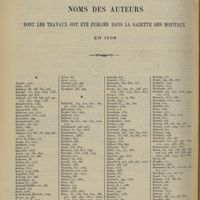 1788 - Page 1778 - Noms des auteurs dont les travaux ont été publiés dans la Gazette des hôpitaux en 1906
