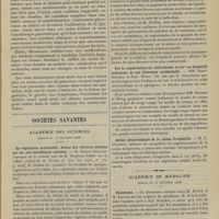 0017 - Page 7 - Clinique médicale. (Hôpital Saint-Antoine). Les états diabétiques ; par M. Thiroloix / Sociétés savantes. Académie des sciences. (Séance du 24 décembre 1906). La végétation artificielle. Action des silicates alcalins sur les sels métalliques solubles. M. Robert Dolfus/ Sur la conservation du chloroforme et sur un dispositif indicateur de son altération accidentelle. MM. Pierre Breteau et Paul Woog / Action physiologique de la résine d'euphorbe. M. L. Pénières / Académie de médecine. (Séance du 26 décembre 1906). Paludisme. M. Kelsch et M. Laveran / Le cancer. M. Lancereaux, institution proposée par M. Poirier
