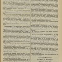 0019 - Page 9 - Sociétés savantes. Société de chirurgie. (Séance du 26 décembre 1906). Hydronéphrose calculeuse. M. Picqué, sur une observation adressée par M. Auvray / Appendicectomie. M. Chaput, sur une communication adressée par M. Duval... / Subluxation du ménisque externe du genou. M. Chaput sur une observation de M. Michon / Goitre lingual. M. Berger / Cancers oro-pharyngés, pharyngectomies. M. Vallas... / Société de biologie. (Séance du 29 décembre 1906). Quantité d'éther dans le sang pendant l'anesthésie et au moment de la mort. M. Maurice Nicloux