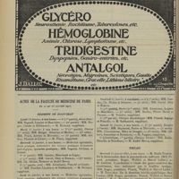 0072 - Page 62 - Actes de la Faculté de médecine de Paris. Du 21 au 26 janvier 1907. Examens de doctorat / Thèses